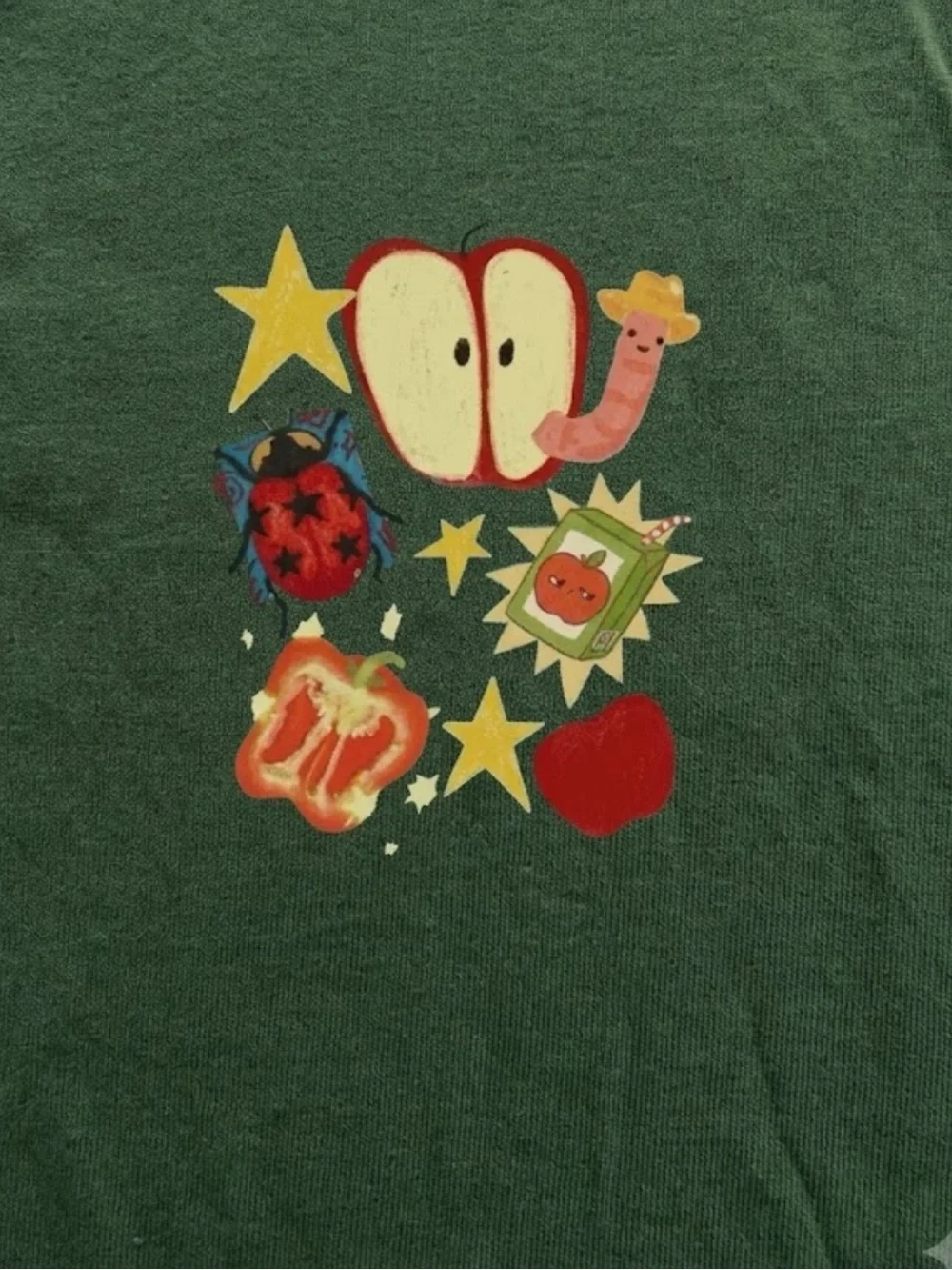 Gildan Green Fruit & Stars Graphic Tee